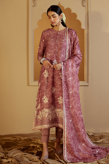 Cross Stitch Embroidered Marina Suits Unstitched 3 Piece CS24W Mauve Dream - Winter Collection