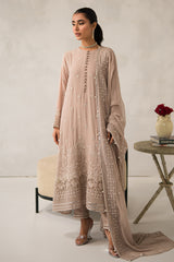 MAPLE BROWN-4 PIECE EMBROIDERED CHIFFON SUIT