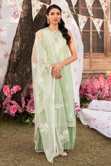 CELADON SPRUCE-3 PIECE EMBROIDERED JACQUARD SUIT