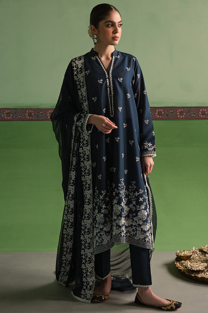 INSIGNIA BLUE-3 PIECE CHIKANKARI SUIT