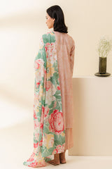 PEACH SORBET-3 PIECE PRINTED LAWN SUIT