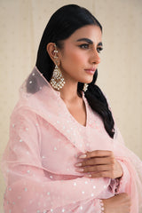 SOFT PEARL-3 PIECE SILK EMBROIDERED SUIT