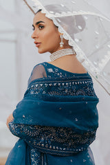 AZURE TRANQUIL-3PC ORGANZA EMBROIDERED PRET