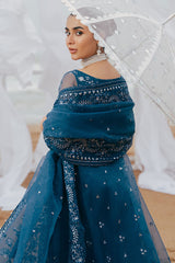 AZURE TRANQUIL-3PC ORGANZA EMBROIDERED PRET