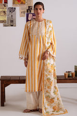OCHRE BLISS-3PC KHADDAR PRINTED SUIT