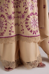 FAWN RADIANCE-3PC LINEN EMBROIDERED SUIT