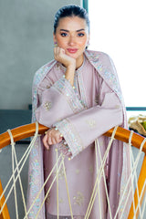 BLOSSOM TINT-3PC SATIN EMBROIDERED SUIT