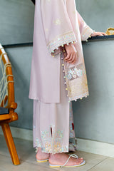 BLOSSOM TINT-3PC SATIN EMBROIDERED SUIT