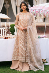 BRONZE BLAZE-3PC ORGANZA EMBROIDERED PRET