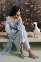 WHISPY BLUE-3PC LAWN EMBROIDERED SUIT