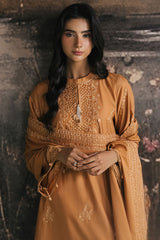 MUSTARD BLOOM-3PC LAWN EMBROIDERED SUIT