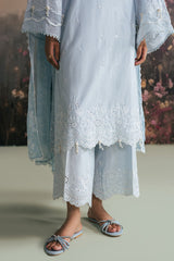 WHISPY BLUE-3PC LAWN EMBROIDERED SUIT