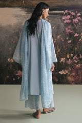 WHISPY BLUE-3PC LAWN EMBROIDERED SUIT