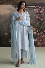WHISPY BLUE-3PC LAWN EMBROIDERED SUIT