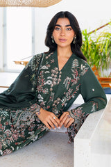 GREEN ORNATE-3PC SATIN EMBROIDERED SUIT