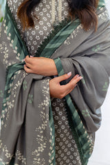 FOREST MIST-3PC SATIN PRINTED SUIT