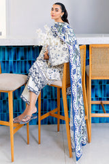 IVORY ORCHID-3PC SATIN PRINTED SUIT