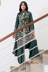 GREEN ORNATE-3PC SATIN EMBROIDERED SUIT