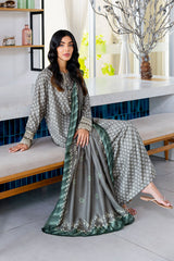FOREST MIST-3PC SATIN PRINTED SUIT