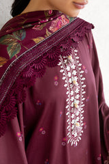 FLORAL MUSE-3PC SATIN PRINTED SUIT