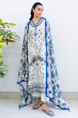 IVORY ORCHID-3PC SATIN PRINTED SUIT