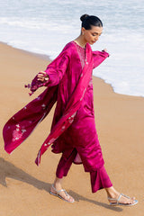 FLORID ZEAL-3PC SATIN PRINTED SUIT