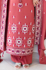 DUSTY SUNSET-3PC SATIN EMBROIDERED SUIT