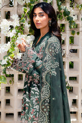 GREEN ORNATE-3PC SATIN EMBROIDERED SUIT