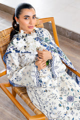 IVORY ORCHID-3PC SATIN PRINTED SUIT
