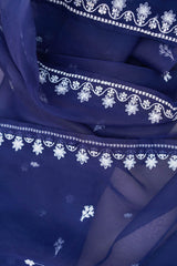 MEDIEVAL BLUE ORGANZA EMBROIDERED DUPATTA