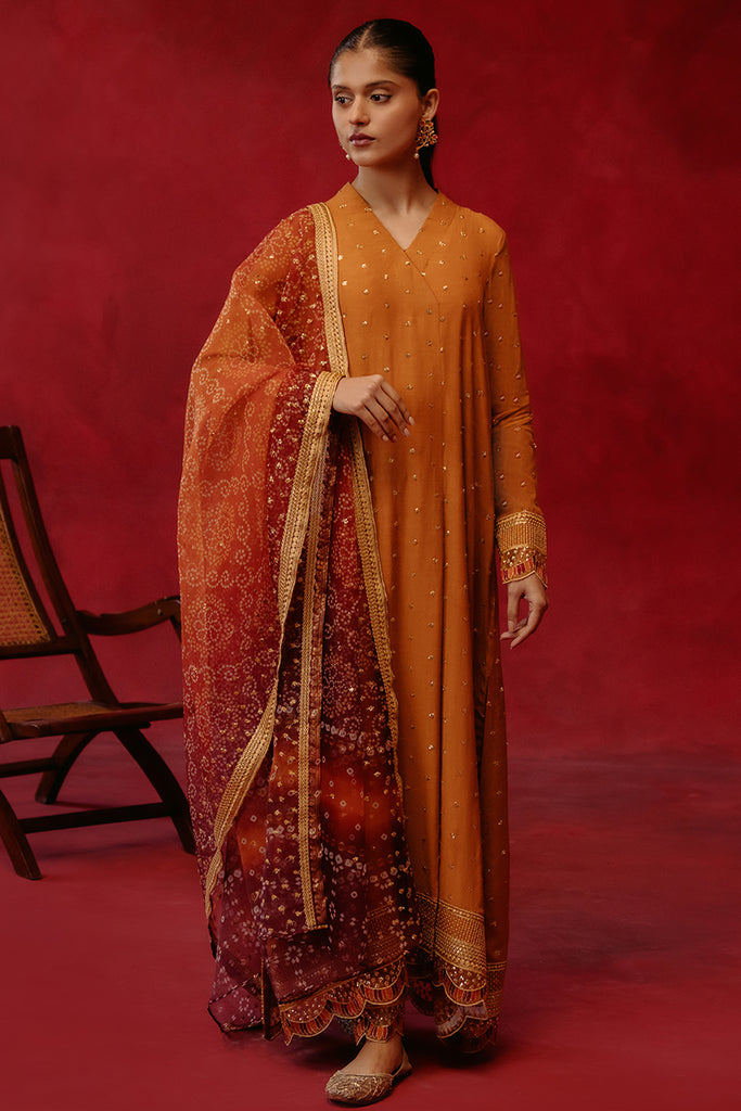 RUSTIC HEAVEN-3 PIECE SILK EMBROIDERED SUIT