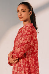 FUCHSIA GLINT- 1 PIECE LINEN PRINTED SHIRT