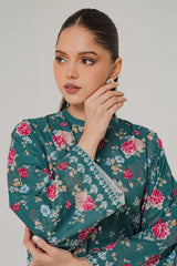 EMERALD SPRUCE-2 PIECE KHADDAR PRINTED SUIT