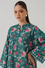 EMERALD SPRUCE-2 PIECE KHADDAR PRINTED SUIT