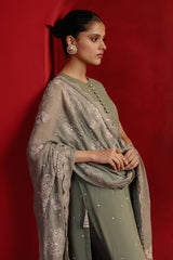 WHISPER SPRAY-4 PIECE CHIFFON EMBROIDERED SUIT