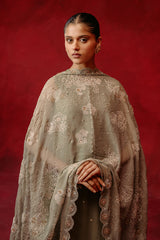 WHISPER SPRAY-4 PIECE CHIFFON EMBROIDERED SUIT