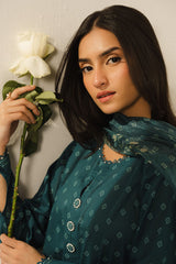 TEAL DEW-3 PC PRINTED LAWN SUIT