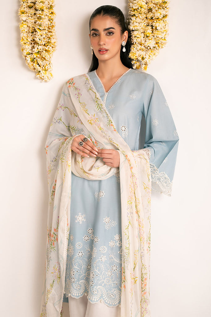 SHELL BLUE-2PC (SHIRT & DUPATTA)