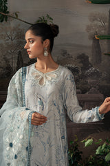 MEDALLION TEAL-3PC SILK EMBROIDERED SUIT