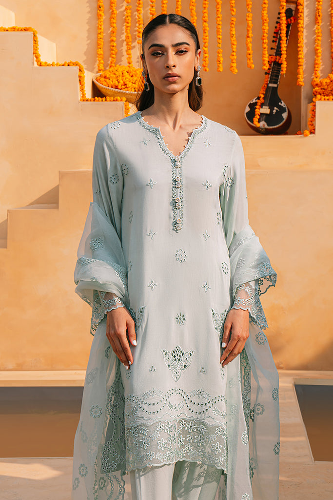 CLOUD BURST-3 PIECE SILK EMBROIDERED SUIT