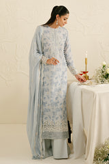 BALLARD BLUE -3PC SILK  EMBROIDERED SUIT