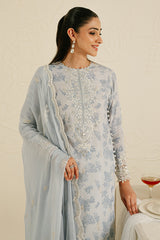 BALLARD BLUE -3PC SILK  EMBROIDERED SUIT