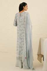 BALLARD BLUE -3PC SILK  EMBROIDERED SUIT