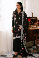 KAYLEN BLACK-3PC LINEN PRINTED SUIT