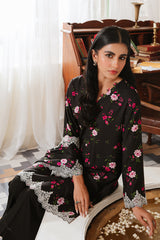 KAYLEN BLACK-3PC LINEN PRINTED SUIT