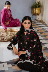 KAYLEN BLACK-3PC LINEN PRINTED SUIT