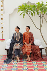 TAN HUES-3PC KHADDAR EMBROIDERED SUIT