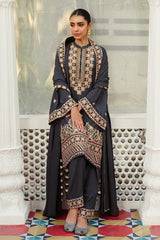 SMOKY FLECK-3PC LINEN EMBROIDERED SUIT