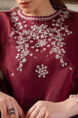 BERRY BLUSH-4PC ORGANZA EMBROIDERED SUIT