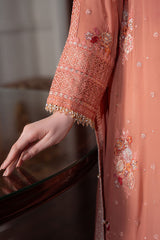 SUNSET DEW-4PC CHIFFON EMBROIDERED SUIT